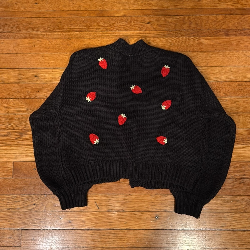 Cute Black Strawberry Cardigan - Picture 6 of 9